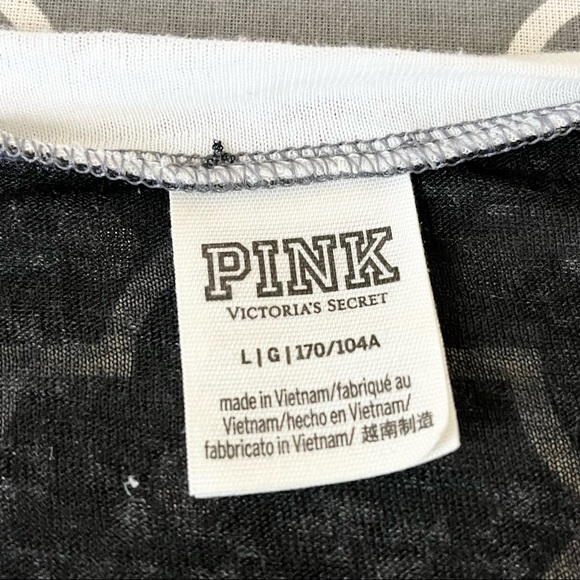 Victorias Secret PINK Black and White Oversized Semi Sheer Tee Womens Sz Large - Picture 8 of 9